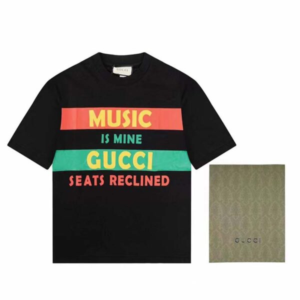 Gucci GG Women Gucci 100 Cotton T-Shirt Black Cotton Jersey Crewneck Oversize Fit (6)