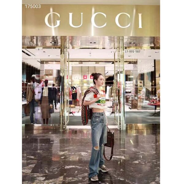Gucci GG Women Gucci 100 Cotton T-Shirt White Cotton Jersey Crewneck Oversize Fit (10)
