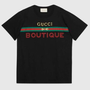 Gucci GG Women Gucci Boutique Print Oversize T-Shirt Cotton Jersey Crewneck