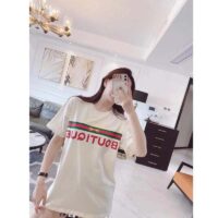 Gucci GG Women Gucci Boutique Print Oversize T-Shirt White Cotton Jersey Crewneck (3)