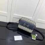 Gucci GG Unisex Horsebit 1955 Small Bag Beige Blue GG Supreme Canvas - Image 2