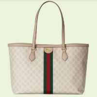 Gucci GG Women Ophidia Medium GG Tote Beige White Supreme Canvas