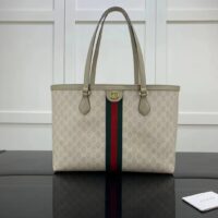 Gucci GG Women Ophidia Medium GG Tote Beige White Supreme Canvas (6)