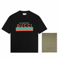 Gucci GG Women Original Gucci Print Oversize T-Shirt Black Cotton Jersey Crewneck (6)