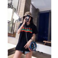 Gucci GG Women Original Gucci Print Oversize T-Shirt Black Cotton Jersey Crewneck (6)