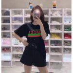 Gucci GG Women Original Gucci Print Oversize T-Shirt Black Cotton Jersey Crewneck - Image 10