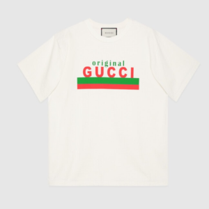 Gucci GG Women Original Gucci Print Oversize T-Shirt White Cotton Jersey Crewneck