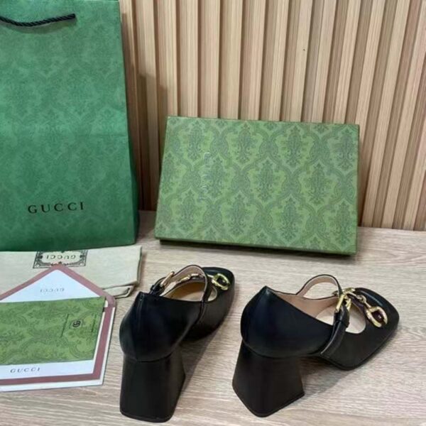 Gucci GG Women’s Mid-Heel Pump With Horsebit Black Leather (4)