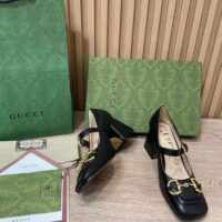 Gucci GG Women’s Mid-Heel Pump With Horsebit Black Leather (5)