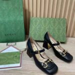 Gucci GG Women's Mid-Heel Pump With Horsebit Black Leather - Image 3