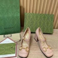 Gucci GG Women’s Mid-Heel Pump With Horsebit Light Pink Leather (10)
