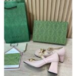 Gucci GG Women's Mid-Heel Pump With Horsebit Light Pink Leather - Bild 6