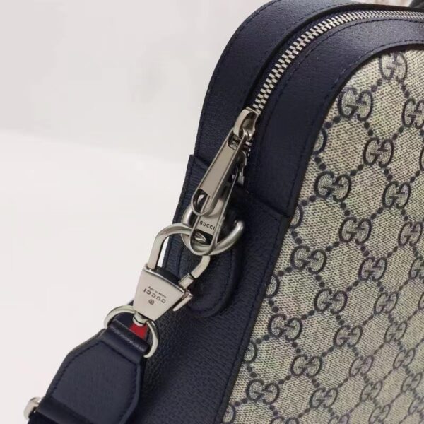Gucci Unisex Business Case Interlocking G Blue Beige GG Supreme Canvas (10)
