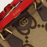 Gucci Unisex Diana Jumbo GG Mini Tote Bag Red Camel Ebony Canvas - Imagen 9