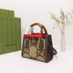 Gucci Unisex Diana Jumbo GG Mini Tote Bag Red Camel Ebony Canvas - Imagen 5
