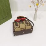 Gucci Unisex Diana Jumbo GG Mini Tote Bag Red Camel Ebony Canvas - Imagen 4