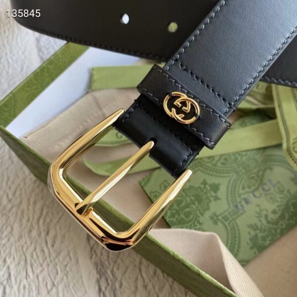 Gucci Unisex GG Belt with Square Buckle and Interlocking G 3.6 cm Width (8)