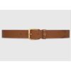 Gucci Unisex GG Belt with Square Buckle and Interlocking G Brown 3.6 cm Width