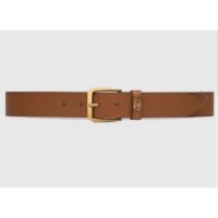Gucci Unisex GG Belt with Square Buckle and Interlocking G Brown 3.6 cm Width (1)