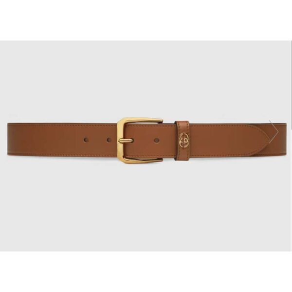 Gucci Unisex GG Belt with Square Buckle and Interlocking G Brown 3.6 cm Width (1)