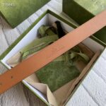 Gucci Unisex GG Belt with Square Buckle and Interlocking G Brown 3.6 cm Width – Image 8