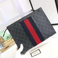 Gucci Unisex GG Black Pouch Black Grey GG Supreme Canvas Blue Red Web (10)