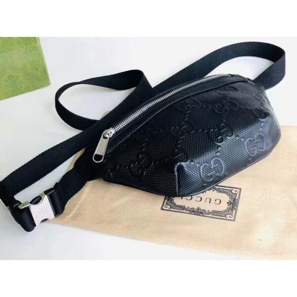Gucci Unisex GG Embossed Belt Bag Black Tonal Leather (1)