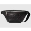 Gucci Unisex GG Embossed Belt Bag Black Tonal Leather