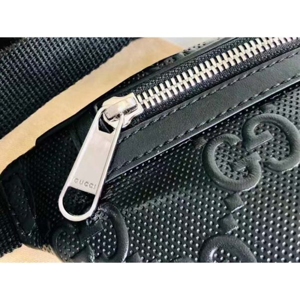 Gucci Unisex GG Embossed Belt Bag Black Tonal Leather (3)
