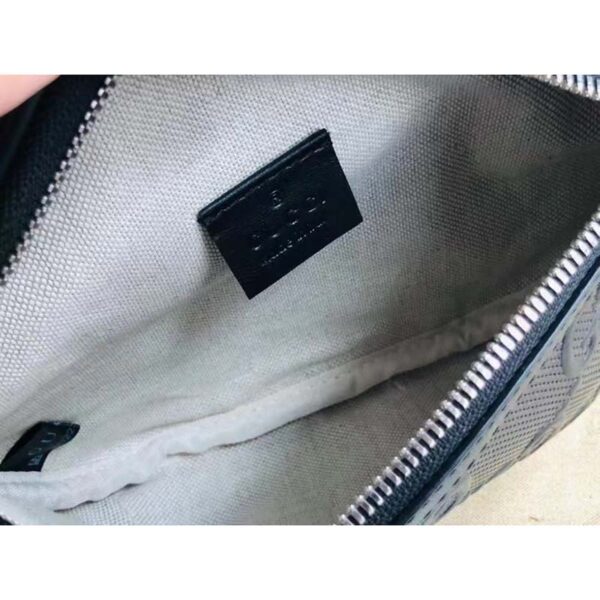 Gucci Unisex GG Embossed Belt Bag Black Tonal Leather (4)
