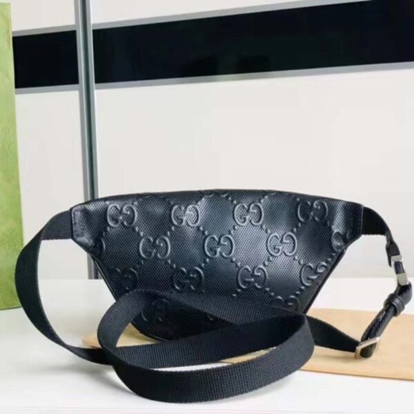 Gucci Unisex GG Embossed Belt Bag Black Tonal Leather (9)