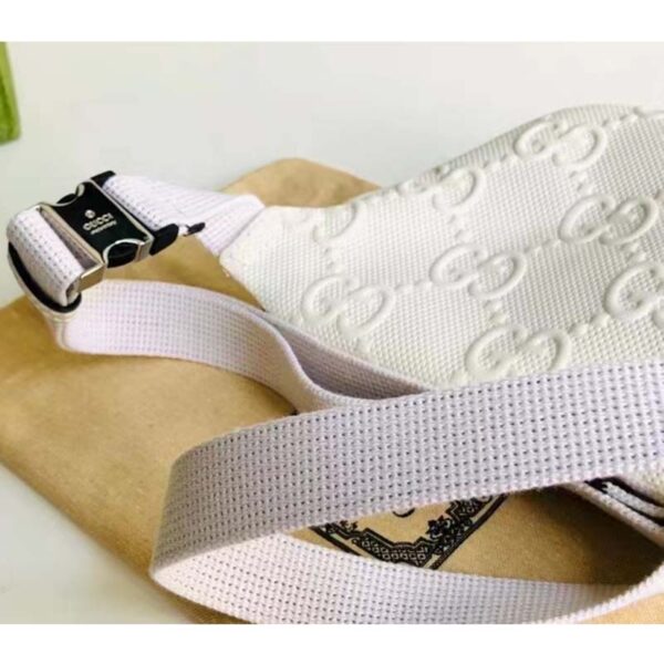 Gucci Unisex GG Embossed Belt Bag White Tonal Leather (2)