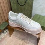 Gucci Unisex GG Embossed Sneaker White Leather Smooth Leather Lace Up Flat - Image 2