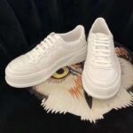 Gucci Unisex GG Embossed Sneaker White Smooth Leather Lace Up Flat - Image 5