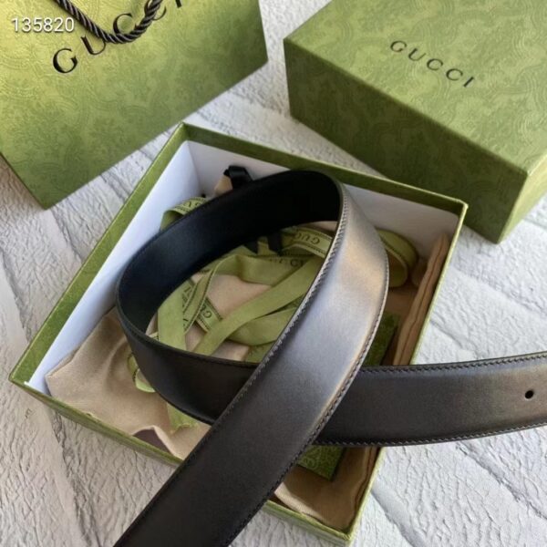 Gucci Unisex GG Leather belt with interlocking G Black 3.8 cm Width (6)