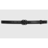 Gucci Unisex GG Marmont Thin Belt Black Leather Double G Buckle 2 cm Width (2)