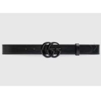 Gucci Unisex GG Marmont Thin Belt Black Leather Double G Buckle 2.5 cm Width (3)