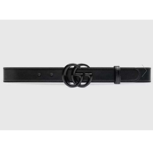 Gucci Unisex GG Marmont Thin Belt Black Leather Double G Buckle 2.5 cm Width (3)