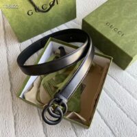 Gucci Unisex GG Marmont Thin Belt Black Leather Double G Buckle 2.5 cm Width (3)