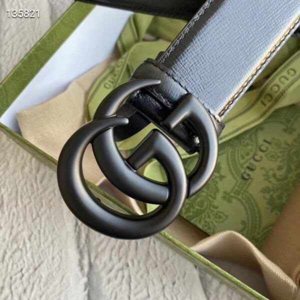 Gucci Unisex GG Marmont Thin Belt Black Leather Double G Buckle 2.5 cm Width (6)