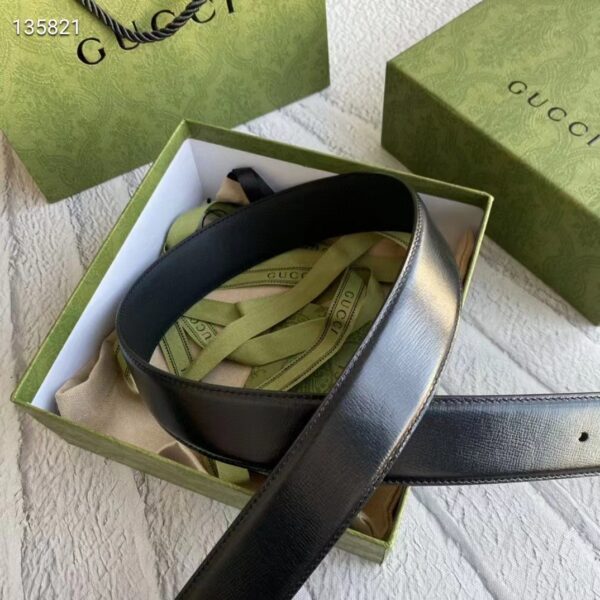 Gucci Unisex GG Marmont Thin Belt Black Leather Double G Buckle 2.5 cm Width (7)