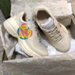 Gucci Unisex GG Rhyton Heart Sneaker Ivory Leather Interlocking G Low 5 cm Heel - immagine 2