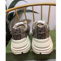 Gucci Unisex GG Rhyton Sneaker Beige Ebony Maxi GG Supreme Canvas 3 cm Heel (8)