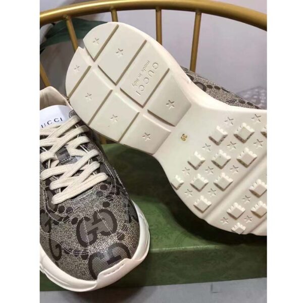 Gucci Unisex GG Rhyton Sneaker Beige Ebony Maxi GG Supreme Canvas 3 cm Heel (7)
