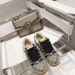 Gucci Unisex GG Screener Sneaker Beige Ebony GG Supreme Canvas Green Red Web - Image 4