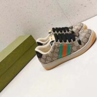 Gucci Unisex GG Screener Sneaker Beige Ebony GG Supreme Canvas Green Red Web (4)