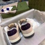 Gucci Unisex GG Screener Sneaker Beige Navy Leather Canvas Low 4 cm Heel - Bild 8