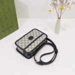 Gucci Unisex GG Shoulder Bag Beige Blue GG Supreme Canvas Leather – Image 6