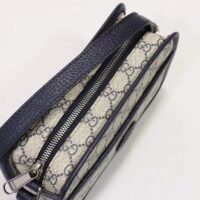 Gucci Unisex GG Shoulder Bag Beige Blue GG Supreme Canvas Leather (5)