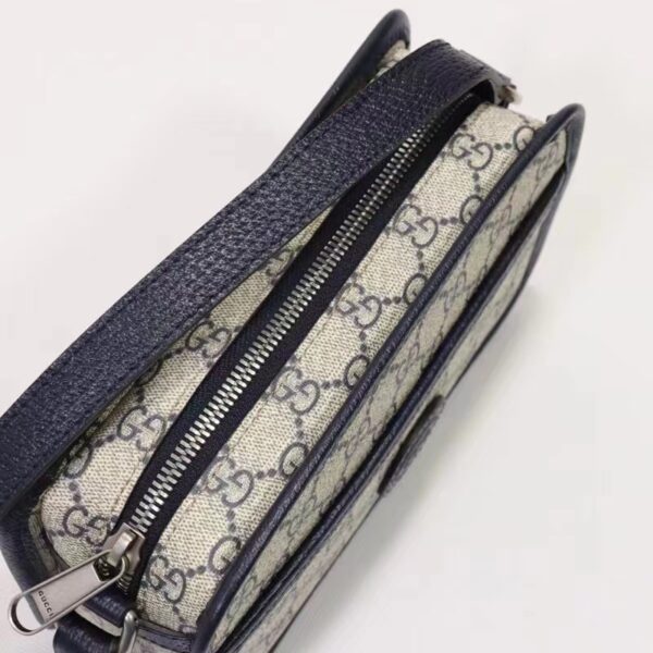 Gucci Unisex GG Shoulder Bag Beige Blue GG Supreme Canvas Leather (3)